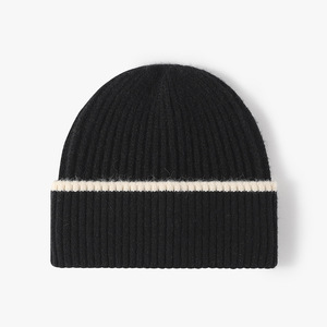 Unisex Beanie <b>Hat</b> 100% Acrylic Ribbed Knit Solid Color Contrast <b>Band</b> Casual Winter Cap for Adults 56-58CM - Product Image 5
