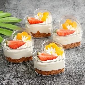Tapa de plástico con forma de corazón para vasos de postre de 30 ml, mini pudín, mousse, gelatina, estilo vintage, con tapa abatible, apta para congelador, desechable, ideal para bebidas frías - Product Image 4