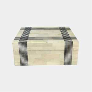 Caja de Madera Natural de Una Sola Capa con Incrustaciones de Hueso, Hecha a Mano y Tallada, para Joyas y Frutos Secos, Producto de Alta Calidad - Product Image 3
