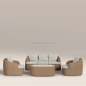 Modern Wicker Sturdy <b>Dining</b> <b>Table</b> Set with Comfortable Garden Chairs for Outdoor Furniture Park & Villa Use - Product Image 1