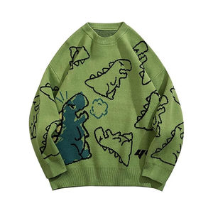 Pull tricoté personnalisable imprimé dessin animé tendance pour homme, manches longues, coupe classique, idéal pour l'automne - Product Image 1