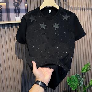 T-shirt Homme Sublimation Polyester Nouvelle Qualité Unisexe Haute Qualité Logo Strass Imprimé Personnalisé Tricoté Coupe Décontractée Diamant - Product Image 1