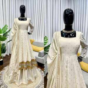 Conjunto de Vestido Palazzo y Dupatta de Diseño Étnico Elegante para Mujer, Ideal para Bodas y Fiestas, Vestido Anarkali de Secado Rápido - Product Image 6