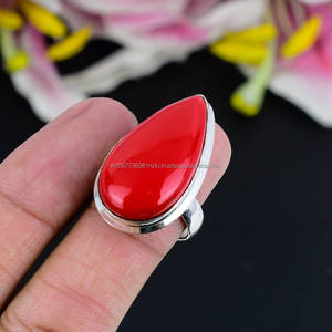 Bague en argent sterling 925, bijoux faits à la main, bague en corail de pierres précieuses, beaux bijoux, bague pour femme, cadeau pour elle - Product Image 1