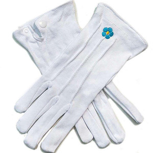 Guantes de Algodón Masónicos Blancos con Bordado de Flores Azules, Transpirables, Casuales, para Primavera y Verano - Product Image 1