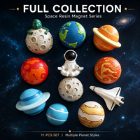 Aimant de réfrigérateur en résine, motif astronaute et vaisseau spatial, planètes Terre et Lune, aimant décoratif pour réfrigérateur, en stock