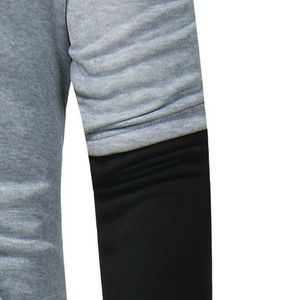 <b>Men's</b> Gray Hooded Sweatshirt With <b>Black</b> Accents Slim Fit Casual Autumn Wear Knitted Cotton Pullover With Pocket - Product Image 6