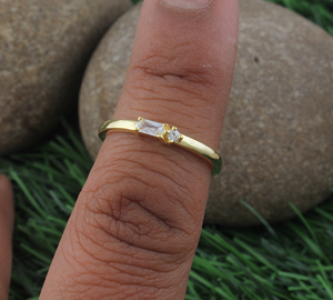 Wholesale Gold Plated 925 Sterling <b>Silver</b> CZ Band <b>Ring</b> High Polished <b>Plain</b> Wedding Band Minimalist Unisex Stackable <b>Ring</b> - Product Image 5