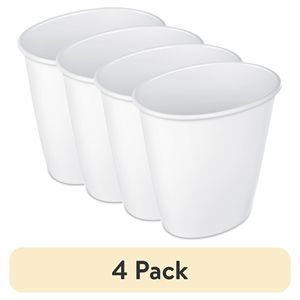 Paquete de 4 Contenedores de Basura de Plástico Blancos de 1.5 Galones, Pequeños, para Baño, Sin Tapa - Product Image 1