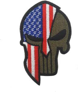 Flag Skull <b>Patches</b>, Embroidered <b>Morale</b> England Punisher <b>Patch</b> Hook and Loop - Product Image 3