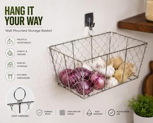 Cesta de Frutas y Verduras de Diseño Moderno Hecha a Mano con Alambre Metálico Plateado para Almacenamiento en la Encimera de la Cocina, Organizador Decorativo para Sala de Estar - Product Image 5