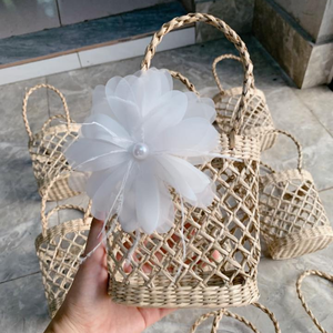 Gran Oferta Verano 2026 Bolsos de Paja para Mujer, Bolso Tejido de Paja con Diseño de Malla de Flores y Perlas, Venta al por Mayor - Product Image 2