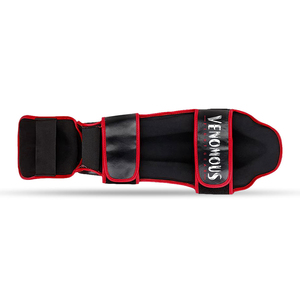 Espinilleras Venomous Personalizadas Rojas para MMA, Muay Thai, Kickboxing, Sparring, Entrenamiento, Protección Profesional, Ligeras, de Cuero PU - Product Image 3