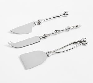Ensemble de couteaux à fromage de luxe personnalisés en acier inoxydable 6 pièces avec manches en marbre et fourchette à beurre plaquée or pour servir le fromage - Product Image 5