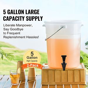 Dispenser per Bevande in Plastica da 5 Galloni con Rubinetto e Coperchio per Feste - Dispenser per Succhi, Tè Freddo, Limonata - Product Image 2