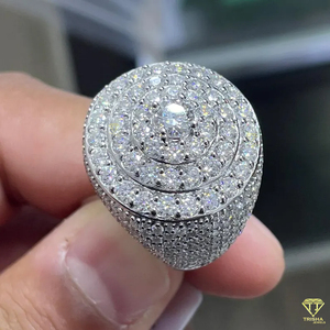 Custom Round Moissanite Diamond <b>Ring</b> For <b>Men</b> Hip Hop White Gold <b>Ring</b> Design - Product Image 1