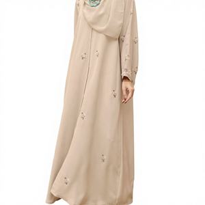 Best Selling Kaftan Abaya Handmade Turkish Floor Length Long Sleeve V Neck Polyester Regular Fit Casual Evening Party Flared - Product Image 3