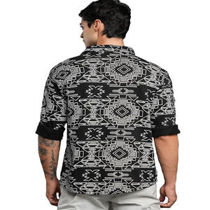 Camisa de algodón de manga larga con corte entallado para hombre personalizable diseñador cuello de polo adornado antiarrugas informal formal - Product Image 1