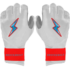 Custom Bear Series Leather Long Cuff <b>Baseball</b> Batting Gloves Miami White Blue Premium Grip Ambidextrous Wholesale Custom Sports - Product Image 1