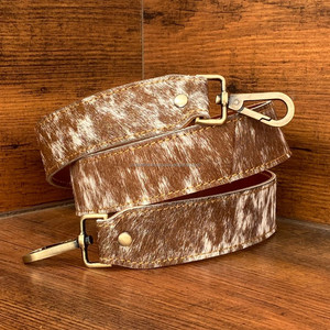 Hot Selling Handmade Hair on Cowhide 1.5" Shoulder Strap Western Genuine Leather Replacement <b>Bag</b> Straps with Antique Brass Snap - Product Image 4