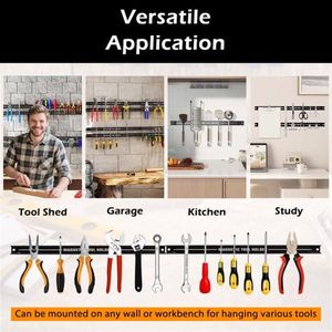 6 Pack Black <b>Magnetic</b> Carbon Steel Tool Organizer <b>Strips</b> Clutter-Free Workspace for Efficient Tool Management - Product Image 4