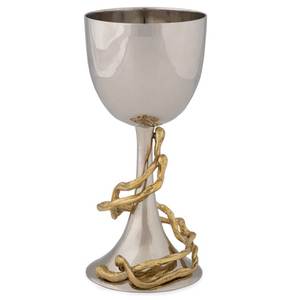 Trending Silver Kiddush Cup With Gold Tree Of Life Stem Luxury Judaica <b>Wine</b> <b>Goblet</b> For Holiday Decor - Product Image 3