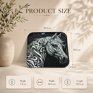 Plateau de service artisanal à motif cheval, résistant aux rayures, rectangulaire, pour servir les aliments, durable, décoratif, plateau de cuisine - Product Image 2