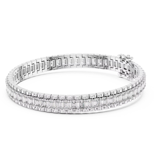 Pulsera de Diamantes en Oro Blanco de 18K, Corte Esmeralda, 12ct, Diamantes Naturales, Joyería Fina de Lujo, Regalo para Mujer, Boda, Fiesta - Product Image 1