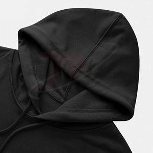 Sudaderas con capucha personalizadas al por mayor, 100% algodón polar de 450 GSM, color negro, para hombre, con bolsillo frontal, estilo casual. - Product Image 3