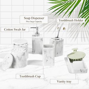 Modern <b>bathroom</b> organizer marble <b>bathroom</b> <b>set</b> soap dispenser <b>set</b> toothbrush holder <b>set</b> <b>bathroom</b> vanity organizer marble - Product Image 2