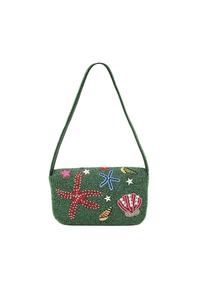Bolso de Hombro con Cuentas de Vidrio, Diseño Floral, Forma Cuadrada, 100% Algodón, Resistente, de Lujo, para Playa o Resort, para Mujer - Product Image 3