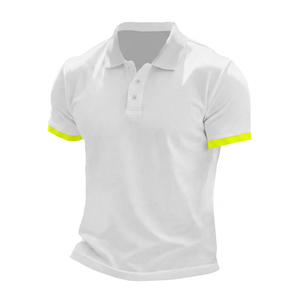 Polo de Manga Corta Blanco para Hombre con Detalle Rojo, Informal, de Algodón Transpirable, Corte Regular, Diseño de Color Sólido - Product Image 5