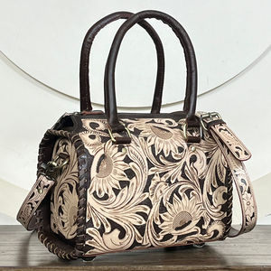 Bolsos de Viaje de Cuero Genuino con Diseño Floral, Estilo Elegante, Bolsos de Lona Unisex de Lujo, Ideales para Viajar - Product Image 4