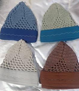 Nouveau chapeau de prière musulman pour hommes tricoté à la main Kufi/Kopiah 100% coton premium écologique respirant extensible quatre saisons bonnet doux - Product Image 5
