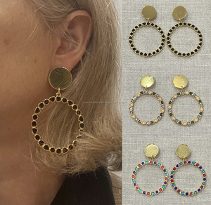 Boucles d'oreilles en plaqué or pour femmes, boucles d'oreilles pendantes en résine agate bohème, élégantes, mode naturelle, rose vif - Product Image 1