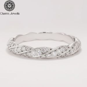 Charm Jewells <b>Silver</b> Moissanite Engagement Eternity <b>Band</b> <b>Ring</b> Cushion Cut Prong Setting IGI Certified Women's Classic <b>Ring</b> - Product Image 2