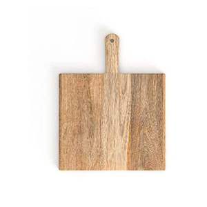 Planche à découper en bois rectangulaire avec poignée, finition naturelle, motif feuille sculptée, bloc de découpe de cuisine, ustensile de cuisine, décoration de table - Product Image 1