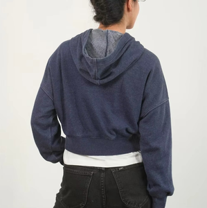 Sudadera con capucha para mujer, oversize, de invierno, tejida, lisa, con hombros caídos, lavado frontal, estilo streetwear, personalizada, venta al por mayor de fábrica - Product Image 4