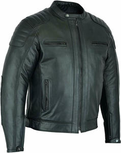 Chaqueta bomber de cuero marrón vintage para hombre con cierre de cremallera y bolsillos, cuello vuelto, corte regular, para otoño. - Product Image 6