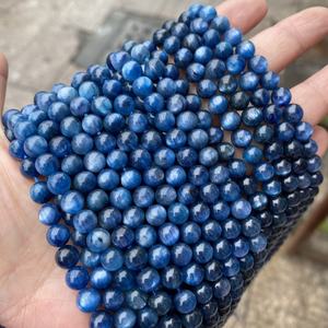 Cuentas de Cianita Azul Natural Pulida con Color Mejorado, Hilo Completo de 15 Pulgadas, Sueltas, Certificadas por IGI, de Rajastán, para Fabricación de Joyas - Product Image 2