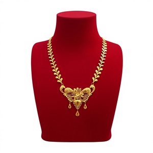 22K Solid Gold Classic Floral Pendant Necklace Engagement Fine Jewelry Traditional Indian Design Elegant Lightweight Women's - Product Image 2