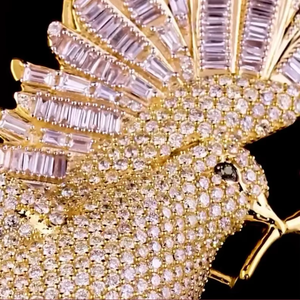 Colgante de paloma voladora de lujo, chapado en oro de 18K, plata 925, moissanita con corte baguette, dijes de animales, joyería Hip Hop Iced Out - Product Image 6