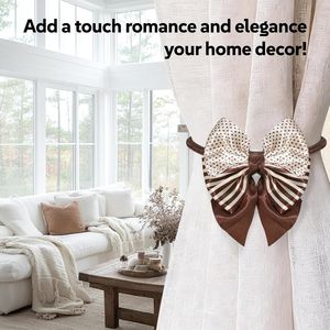 2026 Upgrade Simple Elegant Strong Magnetic Curtain Holdbacks 2 Pack Rope Bow <b>Tiebacks</b> Elegant Accessories Curtain Poles Tracks - Product Image 2