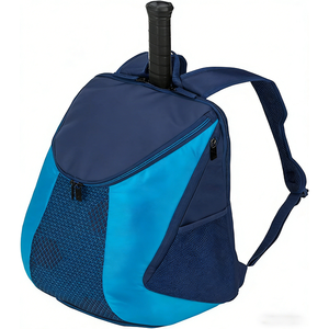 Professional High-Capacity Navy and Cyan Tennis Backpack with Integrated <b>Racket</b> Compartment and Ventilated Mesh Pockets Durable - Product Image 5