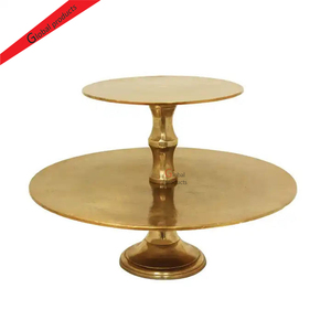 Support à gâteau rond en métal à 2 niveaux, finition dorée, fait main, idéal pour mariages et anniversaires – Meilleure vente - Product Image 1