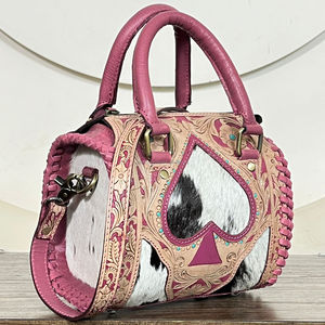 Women Fashionable High Quality Hair on Cowhide Tooled <b>Leather</b> Duffel <b>Bags</b> Cute Pink <b>Leather</b> <b>Small</b> Crossbody Speedy Handbags - Product Image 4