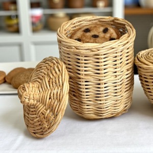 Rattan cookie jar pretend play food container <b>set</b> cute miniature jars biscuit storage pot basket - Product Image 3
