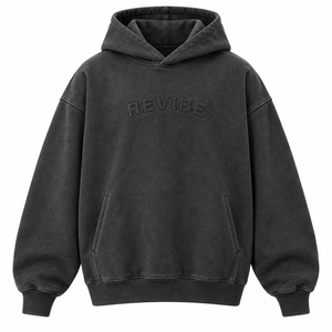 Hoodie surdimensionné personnalisé en molleton de coton épais délavé anthracite avec broderie tonale en forme d'arche pour homme, style streetwear, fabrication OEM sous marque privée - Product Image 3
