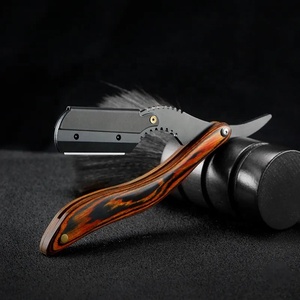 OEM Logo High Quality Stainless Steel Straight Razor <b>Men</b> Custom Wholesale Plastic Handle Foldable Clean Barber Beard Shaving - Product Image 5