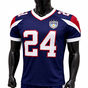 Jersey de Fútbol Americano Personalizado OEM, Sublimado, Bordado, Cuello en V, Talla Grande, Manga Corta, Secado Rápido, Transpirable, 100% - Product Image 1